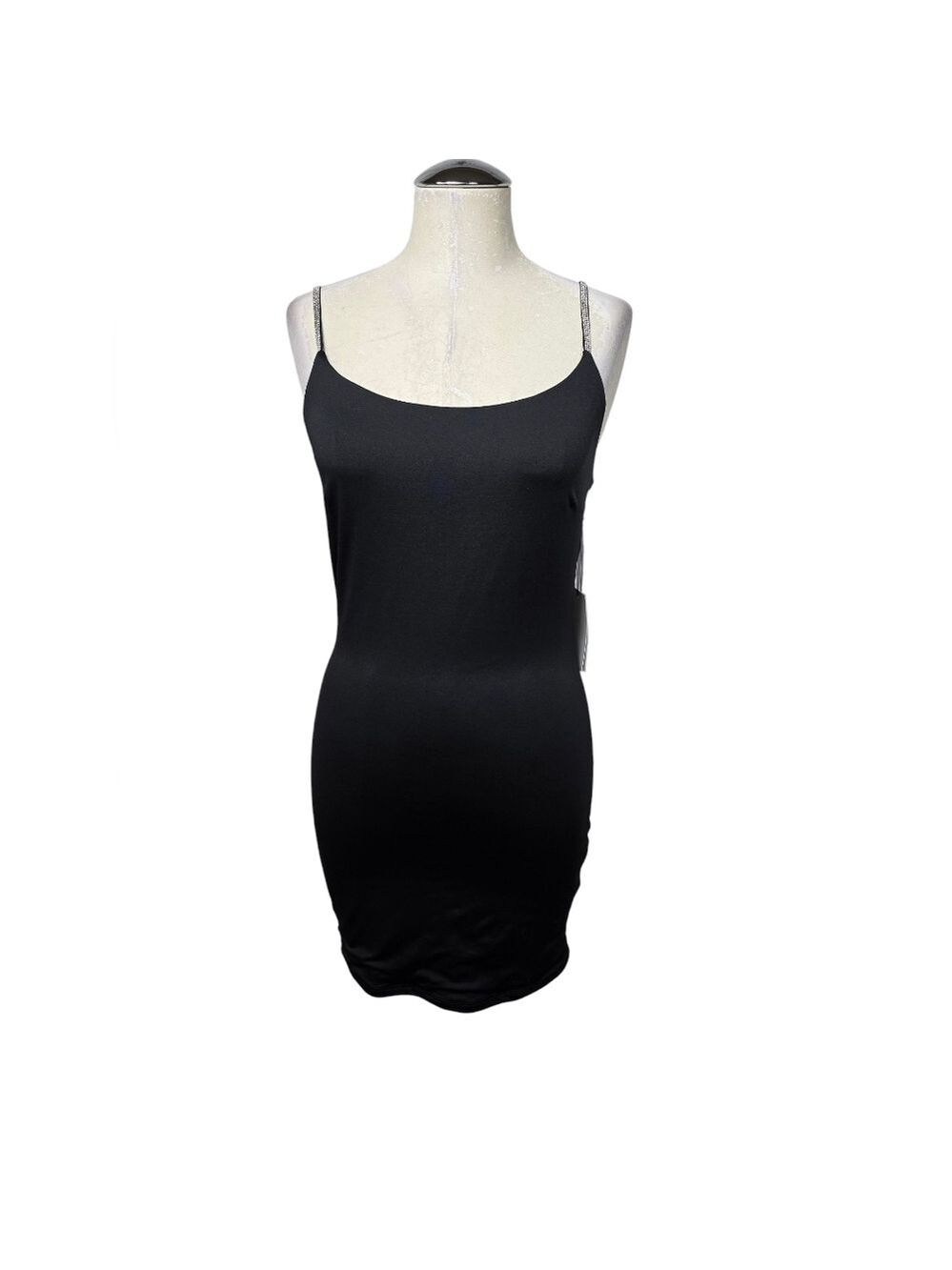 NWT Iris Black Rhinestone Strap Slip Dress M